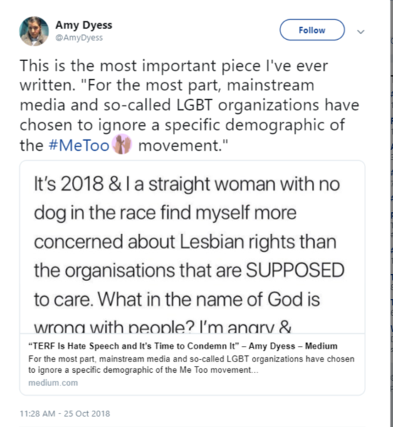 Amy Dyess article, “TERF Is Hate Speech and It’s Time to Condemn It”