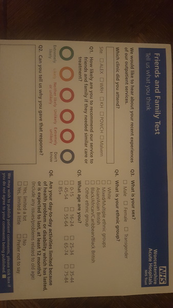 NHS Feedback form asks 'what is your sex?' Guess what the three options are..