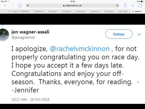 Rachel McKinnon story has made the Daily Mail