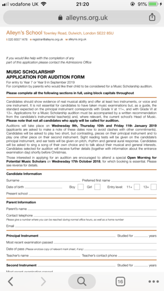 Music exams vs music standard for scholarship