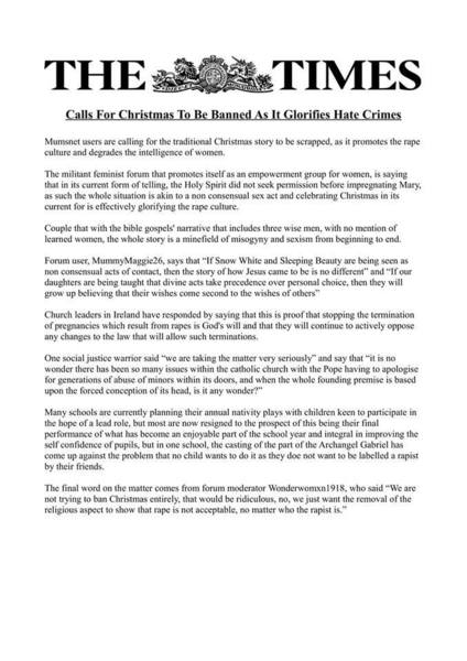 Mumsnet being defamed/libelled about Christmas?