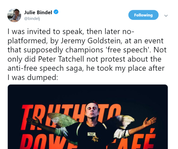 You couldn't make this up - Julie Bindle no platformed at @truth2powercafe