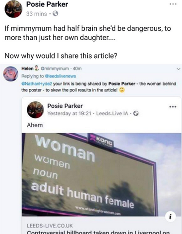 Indignation that Posie shared link to Leeds poster removal