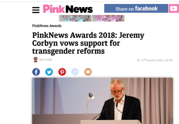 Stephen Whittle influential TRA asserts 'We know we have Labour behind this one, so will simply do our best to get them elected' & Corbyn seems to confirm this at Pink News
