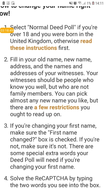 Changing surname by deedpoll