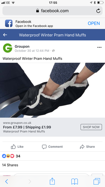 Waterproof winter pram hand muffs