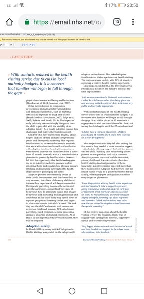 Post Adoption Support in Health Visiting