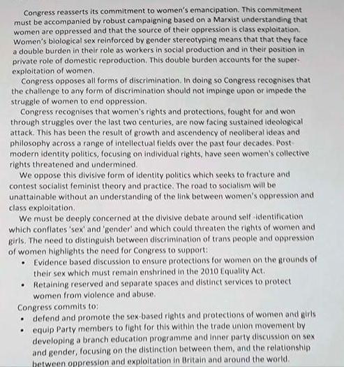 Communist Party policy supports actual women