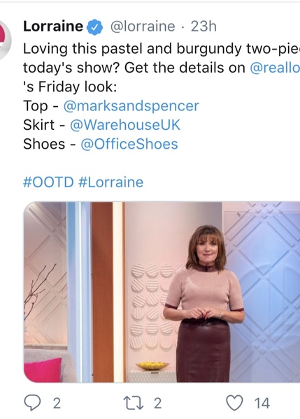 Where was Lorraine Kelly's jumper from today?
