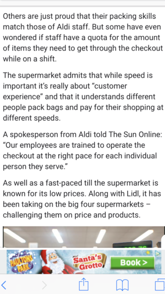 To think that people shopping in Aldi shouldn’t insist on packing bags at checkout