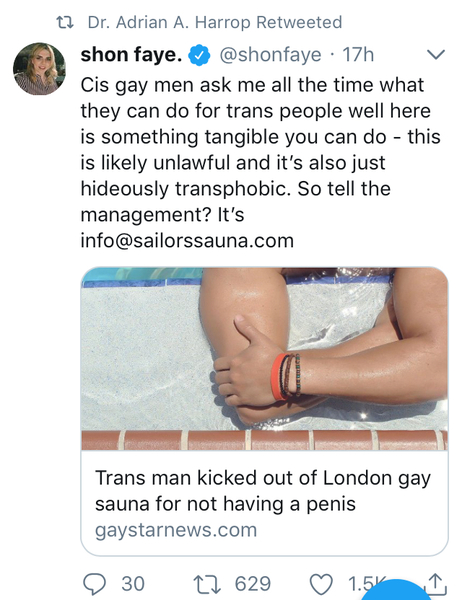 Transman kicked out of gay sauna