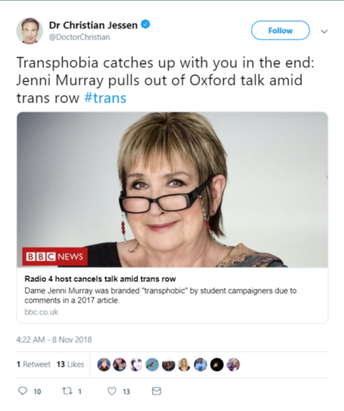 Oxford students going after Jenni Murray (again)
