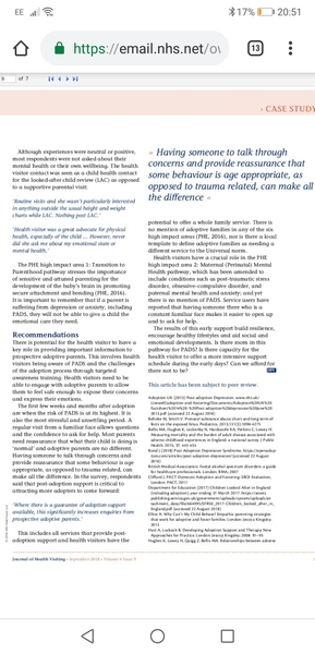 Post Adoption Support in Health Visiting