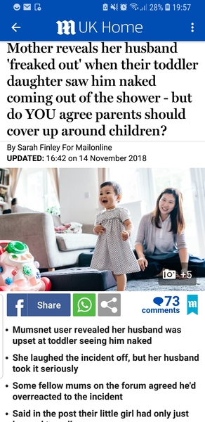 Baby seeing husband naked AIBU?