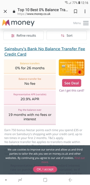 Credit card - balance transfer