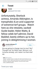 Actress Amanda Abbington falls foul of TRA