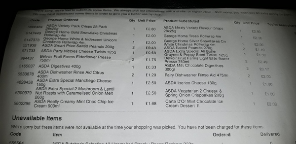 Asda have fucked up my Christmas food shopping: a rant.