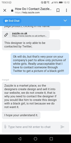 Am I being overly annoyed - company only has white girls to chose an image from