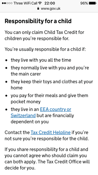 Child tax credits letter