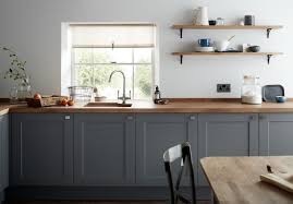 What wall colour with grey kitchen units/oak work tops?