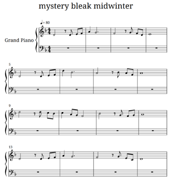 SONG HUNT! Alternative arrangement for bleak midwinter