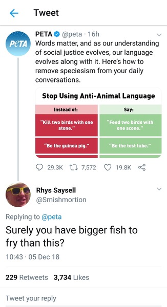 To think PETA do more harm than good?