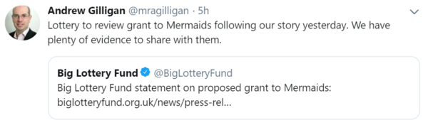 Mermaids given £500,000 by National Lottery (Sunday Times)