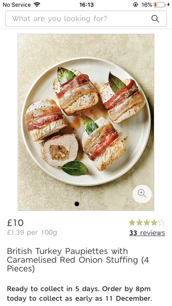 Those sliced turkey with stuffing and ham parcels