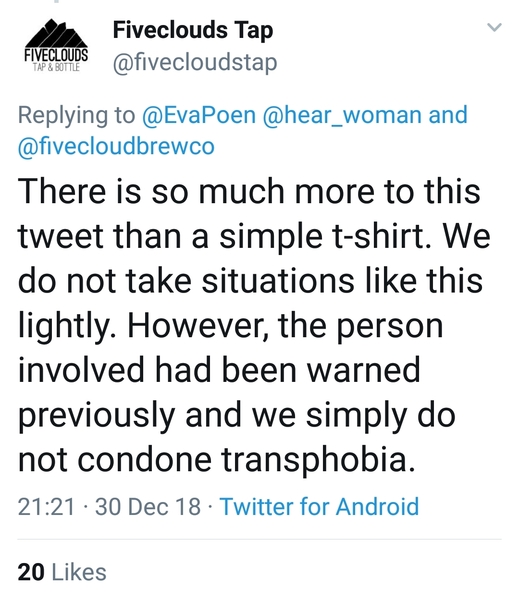 Reports of Macclesfield pub barring woman for wearing’adult human female’ T shirt