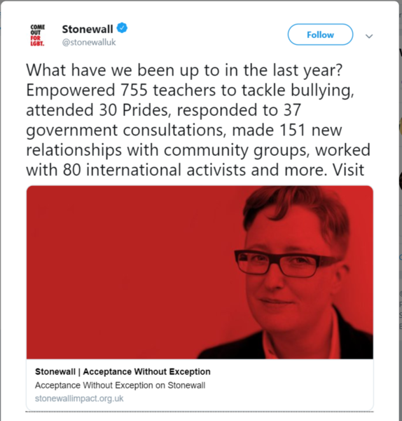 Stonewall, "What have we been up to in the last year?" Their year & impact report