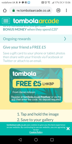 Tombola free £5 codes