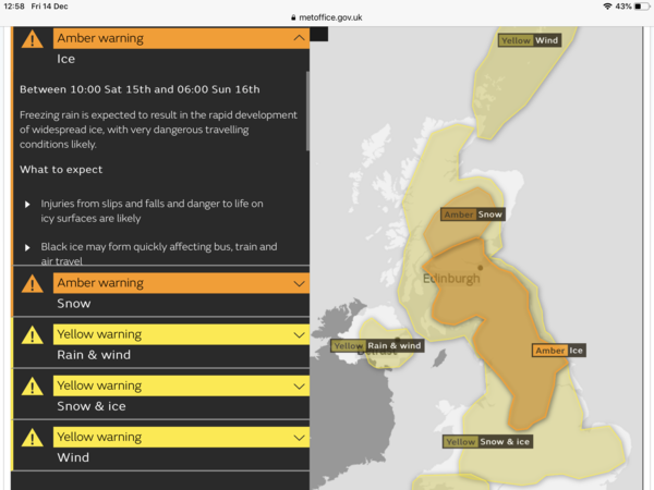 risk of freezing rain tomorrow. (sat 14th)