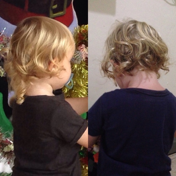 Toddler's first haircut -- without my consent :-(