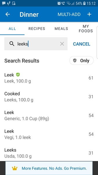 Adding food to MyFitnessPal