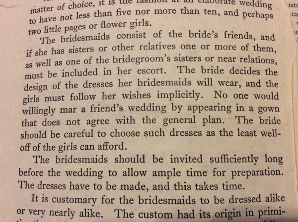 To refuse to pay for bridesmaid dress