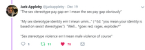 Every time you see or hear the word "gender" swap it for "sex stereotypes"