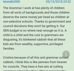 To wish the extra funding for grammar schools was £500 million rather than £50 million.