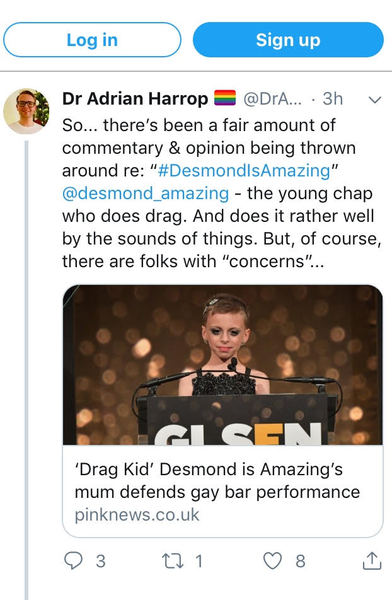 Drag kid photographed with NAKED adult drag  queen