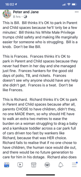Parent and child parking - don’t be an arsehole