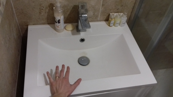 Bathing baby in the sink