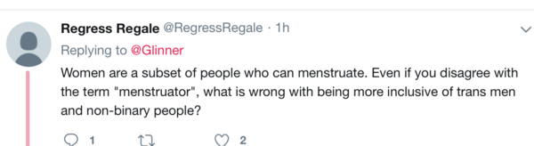 Women are a subset of people who can menstruate