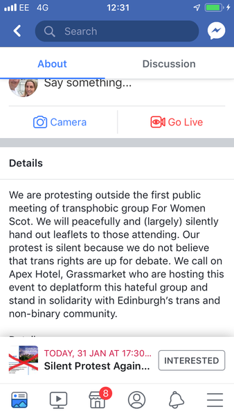 For Women Scotland - Public meeting on Women's Rights in Scotland - Edinburgh, 31/1/19