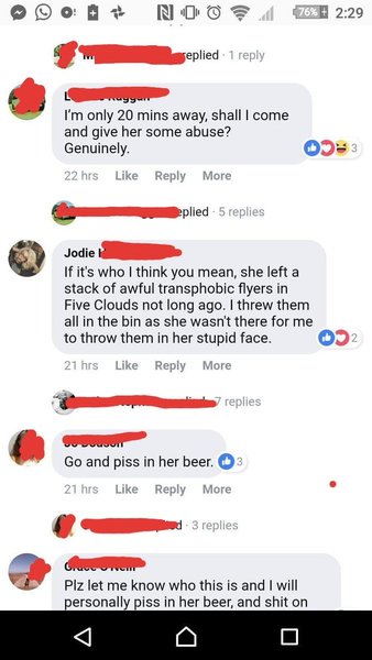 Reports of Macclesfield pub barring woman for wearing’adult human female’ T shirt