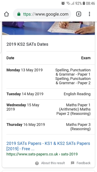 Exactly when are Y6 SATS, please?