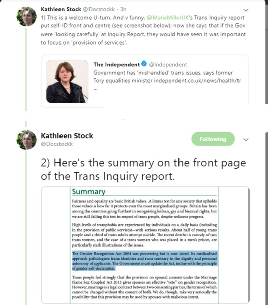 Maria Miller MP repositioning or U turn re Transgender Equality Report and GRA self-id reforms?