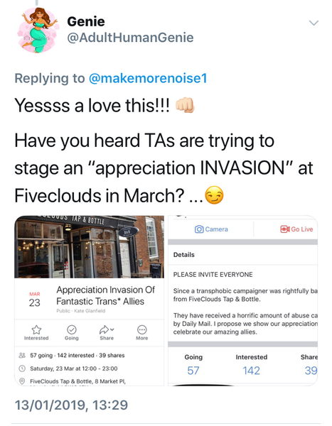 Manchester ReSisters protest at Five Clouds Bar and Tap