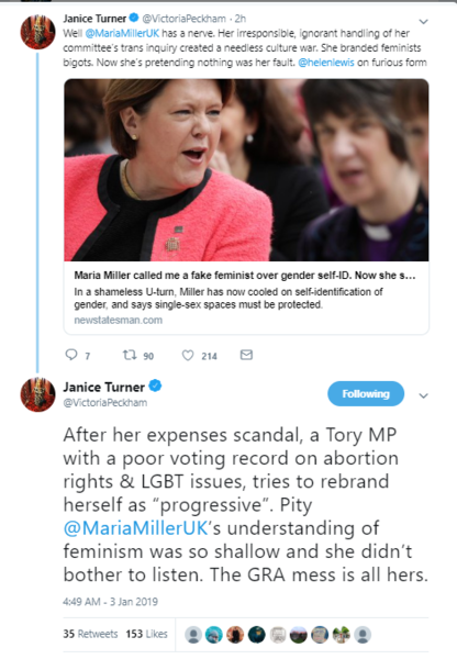 Maria Miller MP repositioning or U turn re Transgender Equality Report and GRA self-id reforms?