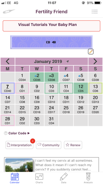 Fertility friend app!