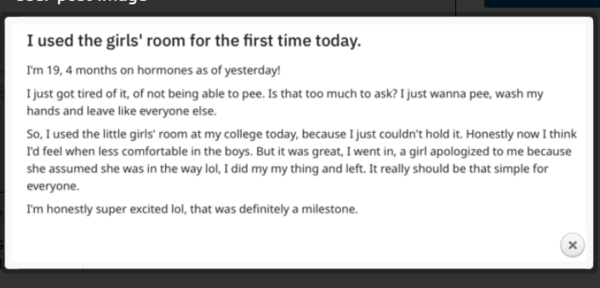 I used the girls' room for the first time today