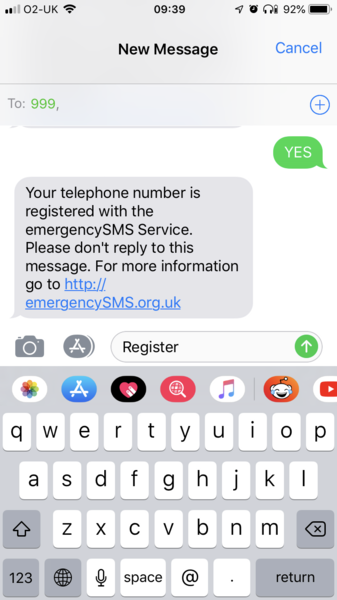 Please register for the emergency services SMS service - it could save your life